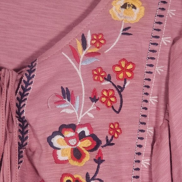 ODDY Mauve Woman’s Embroidered Peasant Ruffle Boho Top 3XL Cottagecore Statement - Picture 5 of 12